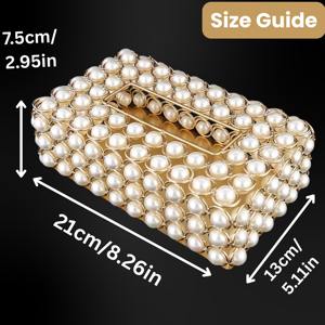 Elegante Caja de Papel Decorativa con Adornos de Perlas Doradas, Ideal para Recepción de Invitados y Uso en el Tocador - Product Image 5