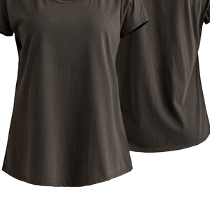 T-shirt à manches courtes et col rond pour femme, coupe classique, couleur unie, tricoté, décontracté, à porter en toutes saisons - Product Image 3