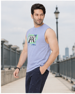 เสื้อกล้ามคอกลมสีฟ้าอ่อนสำหรับผู้ชาย AULTRA ONE ENTERPRISES ลาย 3 มิติ สีพื้น ผ้าถัก สวมใส่สบาย ระบายอากาศได้ดี น้ำหนัก 220 กรัม - Product Image 3