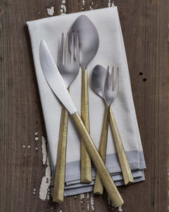 Juego de cubiertos de metal con mango dorado, juego de cuchara, tenedor y cuchillo, colección de vajilla de lujo para restaurante, boda, hotel - Product Image 4