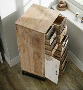 Cómoda de Almacenamiento con Cajones de Madera de Mango Sólida, Diseño Vintage Indio, Ajustable, Ecológica y Duradera, para Sala de Estar y Apartamento - Product Image 4