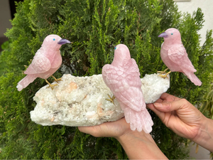 Escultura de Pájaro de Cuarzo Rosa Natural con Cristales de Amatista, Amazonita y Apofilita, Arte Decorativo para el Hogar, Proveedor Mayorista OEM ODM - Product Image 3