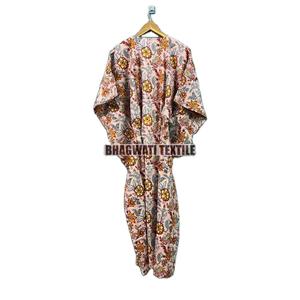 Kaftan en coton indien fait à la main pour femmes confortable été Maxi main bloc impression écologique pour plage couverture vêtements de nuit Midi - Product Image 2