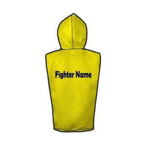 Gilet de boxe jaune à capuche sans manches, veste d'entrée de ring sublimée, équipement d'entrée pour combattant, vêtements personnalisés - Product Image 3