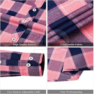 Chemises en flanelle pour hommes, coton, à carreaux, manches longues, douces, décontractées, confortables, boutonnées, tendance, mode, pour l'extérieur - Product Image 6