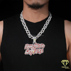 Full Pave Moissanite Custom Name Pendant Iced Out Hip Hop <b>Necklace</b> Personalized Script Letter Jewelry With Cuban Link <b>Chain</b> - Product Image 1