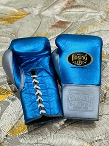 Gants de boxe bleus et gris de haute qualité en gros, sans boxe il n'y a pas de vie, équipement d'entraînement de MMA et de kickboxing, équipement de combat de boxe personnalisé - Product Image 4