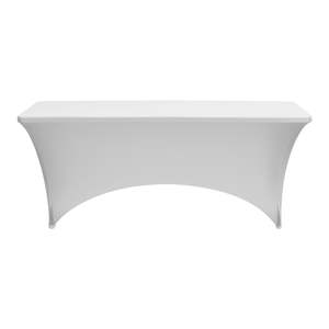 Paquete de 10 Manteles Rectangulares de Spandex Blanco de 6 Pies, Protector de Mesa Lavable, Resistente a las Arrugas, Fundas Elásticas para Eventos y Cócteles - Product Image 1