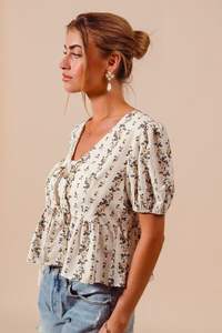 Blusa con estampado floral y lazo frontal con dobladillo fruncido de SO ME - Product Image 3