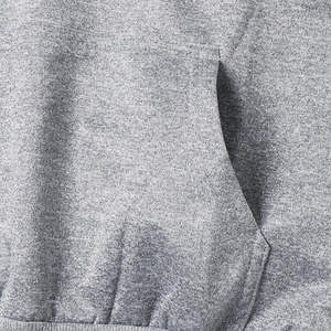 2026 Wholesale Prices <b>Men's</b> Loose Fit Solid <b>Grey</b> <b>Hoodie</b> Pullover Sweatshirt with Kangaroo Pocket and Red Drawstrings OEM ODM - Product Image 5