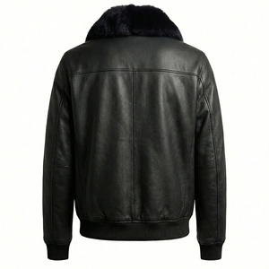Genuine Leather <b>Shearling</b> Winter <b>Jacket</b> <b>Men</b> Premium Sheepskin Fur Aviator Coat Comfortable Warm Outerwear Style - Product Image 6