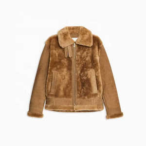 Chaqueta de Gamuza Marrón para Hombre, con Forro de Piel, Cuello Camisero, Cierre de Cremallera, para Invierno - Product Image 1