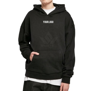 Men's Oversized Cotton Fleece Pullover Hoodie Solid Color Long Sleeve Kangaroo Pocket Casual Streetwear Autumn Winter Sweatshirt - Product Image 2