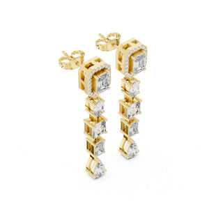 Boucles d'oreilles de luxe en or rose 14 carats avec diamant de laboratoire taille émeraude 3,10 carats certifié IGI |   Nouveau diamant cultivé - Product Image 6