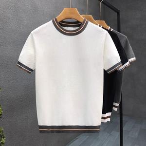 Men Waffle Knitted T-Shirt Textured Cotton Crew Neck <b>Short</b> <b>Sleeve</b> Relaxed Fit Casual Everyday Fashion Tee - Product Image 4