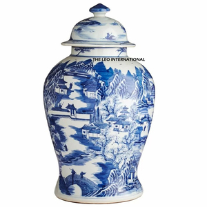 Precioso Jarrón de Jengibre de Porcelana con Diseño Esmaltado Azul y Blanco, Estilo Italiano, Pintado a Mano, Venta Directa de Fábrica - Product Image 1