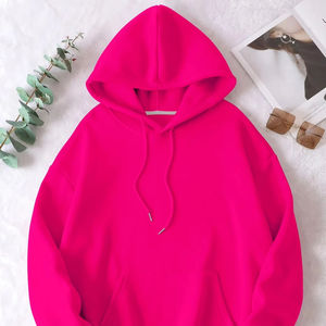 เสื้อฮู้ดดี้ปักลายสีชมพูสดใส ทรงโอเวอร์ไซส์ ผ้าฝ้ายฟลีซ ระบายอากาศได้ดี เหมาะสำหรับฤดูหนาว สไตล์ลำลอง สตรีทแวร์ ใส่ได้ทั้งผู้หญิงและผู้ชาย - Product Image 1