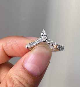 Moissanite Marquise And Round Cut Curved Band <b>Ring</b> For Women's original <b>925</b> <b>Silver</b> Fine Crown Style Gift For Partners - Product Image 4