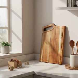 Eco Friendly Solid Wood Kitchen Cutting <b>Board</b> with Built In Handle for Daily Cooking Food Preparation and Serving Chopping <b>Board</b> - Product Image 6