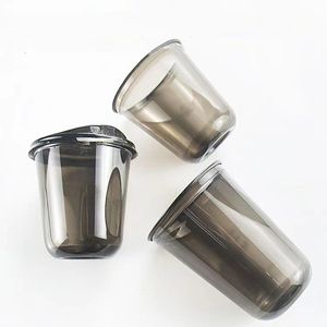 Gobelet à café glacé jetable en plastique transparent <span class=keywords><strong>noir</strong></span> PET de 12 oz, 16 oz, 22 oz avec couvercles, imprimé avec un logo personnalisé - Product Image 3