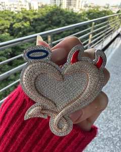 Colgante de Moissanita Helada con Forma de Corazón, Ángel y Demonio, para Hombre, Estilo Hip Hop, 3D, Plata 925, Chapado en Oro de Dos Tonos, Amuleto de Amor - Product Image 2