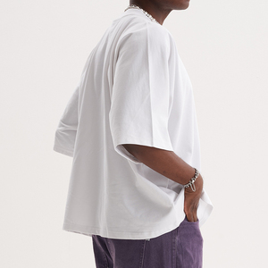 Oversized Streetwear Boxy Fit <b>T</b>-<b>shirts</b> Men Custom logo 100% Cotton Thick <b>Collar</b> Seamless Eco-Friendly Quick Dry Breathable 200g - Product Image 2