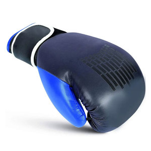 Gants d'entraînement de boxe en cuir bleu et noir avec fermeture à lacets et sangle de poignet réglable pour adultes - Product Image 5
