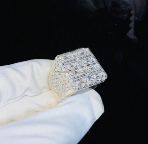 Baguette Cut Moissanite Diamond Cluster Engagement <b>Ring</b> Him Sterling Silver Wedding <b>Ring</b> <b>Men</b> Iced Championship Anniversary Gift - Product Image 1