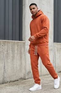 Conjunto de Sudadera con Capucha y Pantalones Deportivos para Hombre, Color Sólido, Estilo Casual, Manga Larga, Diseño con Cordón y Bolsillos, Ropa de Otoño - Product Image 3