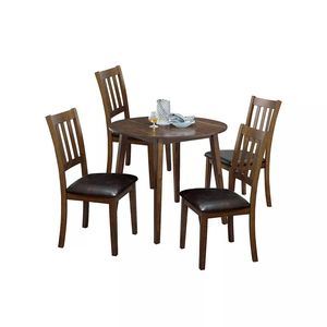 Set da Pranzo 5 Pezzi in Noce/Marrone Scuro, Stile Transizionale in Legno Massello, 4 Sedie Laterali e 1 Tavolo da Pranzo per Sala da Pranzo - Product Image 6