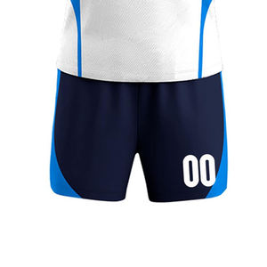 Custom Sublimated 100% Polyester <b>Volleyball</b> Jersey <b>Set</b> Eco-Friendly White Navy Blue V-Neck Sleeveless Moisture Wicking Unisex - Product Image 2