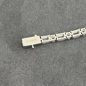 Pulsera de tenis de diamantes de corte esmeralda para mujer, chapada en rodio plateado, estilo vintage, joyería de boda cristiana, brazaletes de aleación - Product Image 6