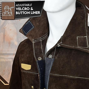 Unisex High Quality Heavy Duty Welding <b>Jacket</b> Cowhide Split Leather Reflective Safety Features Flame Resistant Heat Unisex FR - Product Image 5