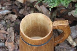 Jarra de cerveza de madera hecha a mano, estilo clásico vintage, taza de madera tallada ecológica con asa para uso en el hogar o bar, jarra de cerveza ecológica - Product Image 4