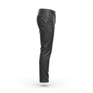 Pantalon en toile noir pour homme, taille haute, coupe droite, décontracté, braguette boutonnée, poids moyen, style été, 100% coton, délavé, coupe-vent - Product Image 3