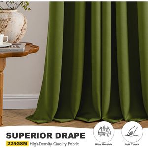 Tende Oscuranti Termoisolanti Verde Oliva Chiaro da 63 Pollici per Camera da Letto e Soggiorno, 2 Pannelli, Tende Oscuranti per Ambienti - Product Image 1