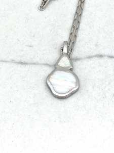 Reversible Sterling Silver Opal Necklace Blue White Stone Pendant Double Sided Jewelry Women Gift Wholesale - Product Image 4