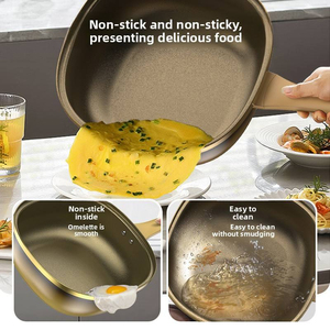Poêle à frire en céramique dorée antiadhésive avec couvercle en verre, design moderne pour cuisinière à gaz et à induction, lavage à la main uniquement - Product Image 3