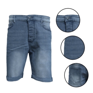 Shorts en jean taille haute déchirés et délavés, style décontracté, avec braguette boutonnée, longueur courte, couleur unie, en tissu denim tissé - Product Image 4