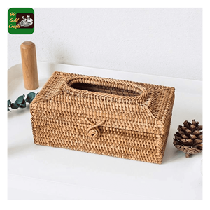 Boîte à mouchoirs en rotin, fabriquée à partir de tissage de rotin massif pour le rangement des mouchoirs et la décoration intérieure, fabriquée au Vietnam. - Product Image 1