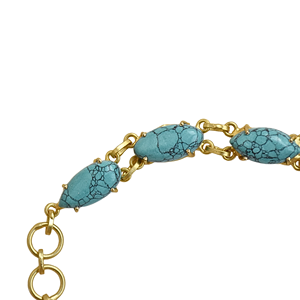 Wholesale Recycled Brass Turquoise Bracelet - 18K Gold Plated Artisan Gemstone Jewelry Manufacturer Classic Style Unisex Jewelry - Product Image 5