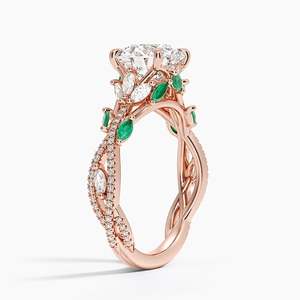 Bague de fiançailles en diamant à motif floral, plaquée or 18 carats, sertie pavé, bijoux fins de luxe pour femmes - Product Image 6