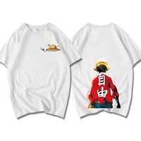 T-shirt décontracté d'été pour homme à manches courtes 100 % coton écologique, motif uni, style streetwear japonais Monkey D. Luffy
