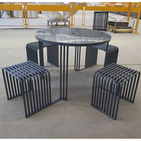 Table et chaises de pique-nique en acier galvanisé avec revêtement en poudre pour l'extérieur, ensemble complet, vente en gros d'usine à prix compétitif