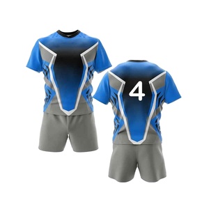 Nouvelle conception, ensembles d'uniformes de rugby professionnels unisexes personnalisés, service OEM, respirant, tendance, coupe courte, 100 % polyester - Product Image 5