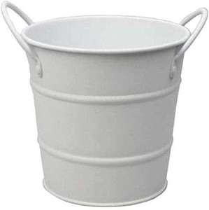Round Metal Ice Bucket With Handles Rust Resistant Farmhouse Style Beverage Cooler White ice Bucket - Product Image 1