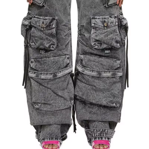 Jean cargo ample multi-poches pour homme, coupe vintage délavée, jambe large - Product Image 5