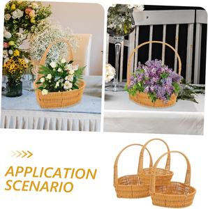 Handmade Heart-Shaped Rattan Flower Basket with Handle - Romantic Woven Gift <b>Hamper</b> & Wedding Decor Basket - Product Image 5