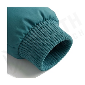 Blouson matelassé court pour femme, coupe-vent, col montant, manches longues, rembourrage polyester, fermeture éclair, couleur turquoise - Product Image 6