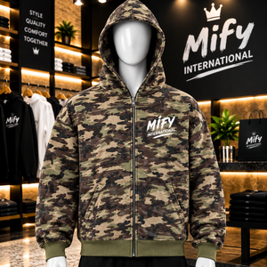 Nouveau Hoodie Zippé Premium 2026 en Gros avec Logo Sérigraphié, Hoodie Camouflage Oversize Décontracté pour Hommes - Product Image 1